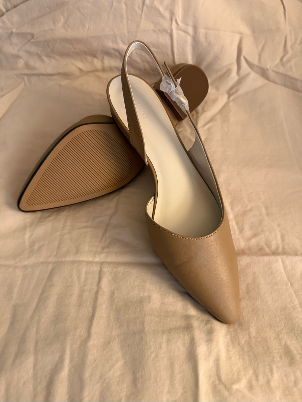 Lands' End Women's Tan Pointed-Toe Slingback Flats